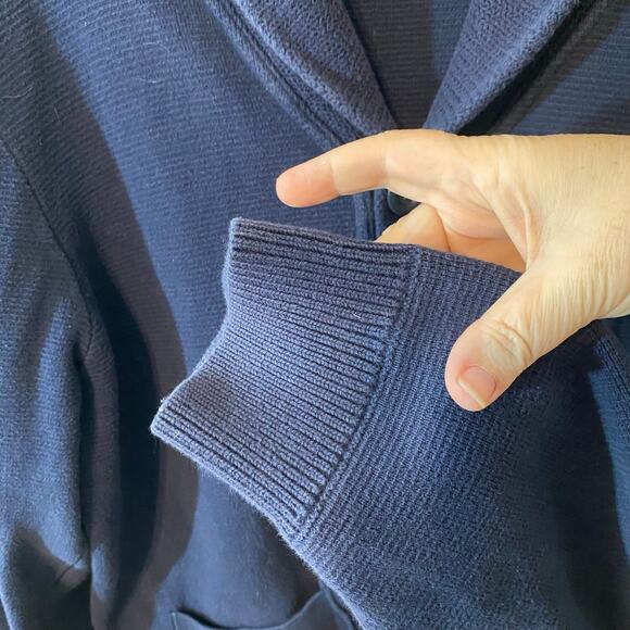 British Khaki Shawl Collar Cardigan Sweater Navy Blue Men’s XL 100% Cotton - Picture 5 of 8